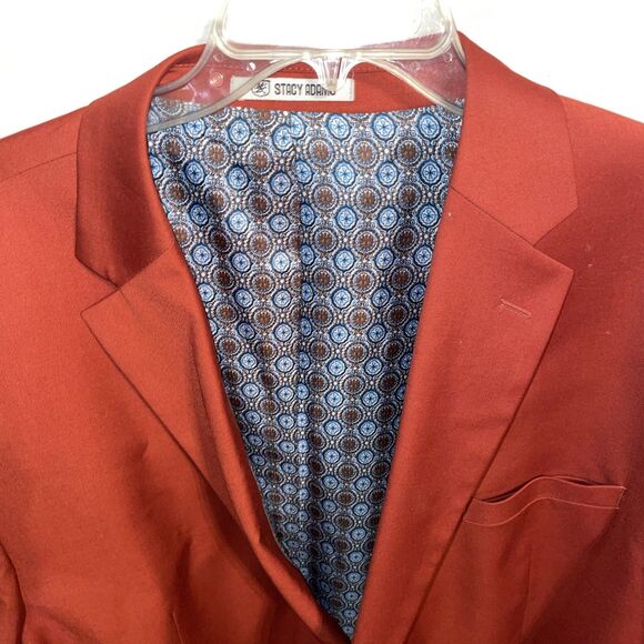 Stacy Adams Men’s 3 Pc Suit Sz 60R Jacket 54x29 Pants Red Tetron Blend Business - Picture 5 of 16